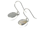 White Oval Mother of Pearl Sterling Silver 925 Gemstone Drop dangle Earrings