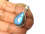 Fiery Teardrop Shaped LABRADORITE Sterling Silver 925 Gemstone Pendant