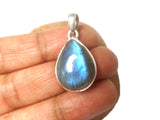 Fiery Teardrop Shaped LABRADORITE Sterling Silver 925 Gemstone Pendant