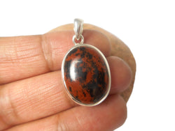 Oval Mahogany Obsidian Sterling Silver 925 Gemstone Pendant