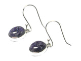 Purple Oval Shaped Charoite Sterling Silver Gemstone Earrings  925