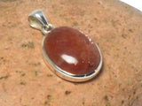 Oval Shaped SUNSTONE Sterling Silver 925 Gemstone Pendant