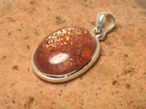 Oval Shaped SUNSTONE Sterling Silver 925 Gemstone Pendant