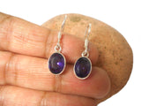 Purple Oval Amethyst Sterling Silver Gemstone Earrings 925