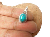 Small Blue Oval TURQUOISE Sterling Silver 925 Gemstone Pendant