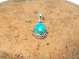 Small Blue Oval TURQUOISE Sterling Silver 925 Gemstone Pendant