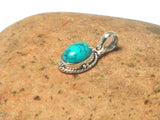 Small Blue Oval TURQUOISE Sterling Silver 925 Gemstone Pendant