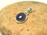 Small Purple Oval AMETHYST Sterling Silver 925 Gemstone Pendant