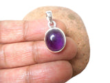 Small Purple Oval AMETHYST Sterling Silver 925 Gemstone Pendant