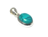 Small Blue Oval TURQUOISE Sterling Silver 925 Gemstone Pendant