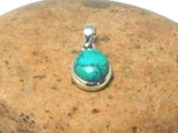 Small Blue Oval TURQUOISE Sterling Silver 925 Gemstone Pendant