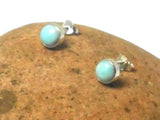 Round Blue LARIMAR Sterling Silver 925 Gemstone Stud Earrings - 6 mm