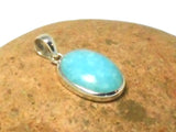 Blue Oval Shaped Smithsonite Sterling Silver 925 Gemstone Pendant