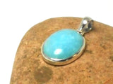 Blue Oval Shaped Smithsonite Sterling Silver 925 Gemstone Pendant