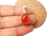 Teardrop Orange Carnelian Sterling Silver 925 Gemstone Pendant