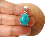 Small Blue Oval TURQUOISE Sterling Silver 925 Gemstone Pendant