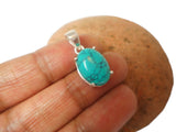 Small Blue Oval TURQUOISE Sterling Silver 925 Gemstone Pendant