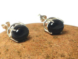 Oval Black Onyx Sterling Silver Stud Earrings 925 - 8 x 10 mm