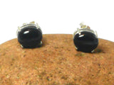 Oval Black Onyx Sterling Silver Stud Earrings 925 - 8 x 10 mm