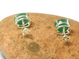 Green Oval EMERALD Sterling Silver 925 Stud Earrings - 8 x 10 mm