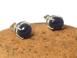 Purple AMETHYST Oval Sterling Silver Stud Earrings 925