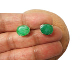 Green Oval EMERALD Sterling Silver 925 Stud Earrings - 8 x 10 mm