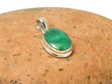 Small Green Oval Shaped EMERALD Sterling Silver 925 Gemstone Pendant