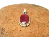 Small Pink Oval Shaped RUBY Sterling Silver 925 Gemstone Pendant