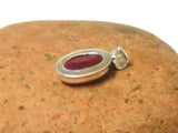 Small Pink Oval Shaped RUBY Sterling Silver 925 Gemstone Pendant