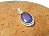 Small Milky Blue Oval SAPPHIRE Sterling Silver 925 Pendant