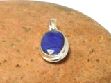 Small Milky Blue Oval SAPPHIRE Sterling Silver 925 Pendant