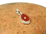 Small Teardrop Orange Carnelian Sterling Silver 925 Gemstone Pendant