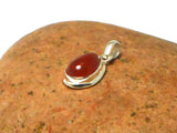 Small Teardrop Orange Carnelian Sterling Silver 925 Gemstone Pendant