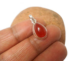 Small Teardrop Orange Carnelian Sterling Silver 925 Gemstone Pendant