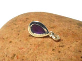 Small Teardrop Purple AMETHYST Sterling Silver 925 Gemstone Pendant