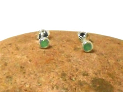 Small Round Green EMERALD Sterling Silver 925 Stud Earrings - 3 mm