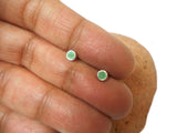 Small Round Green EMERALD Sterling Silver 925 Stud Earrings - 3 mm