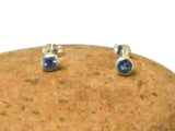 Small Blue Round TANZANITE Sterling Silver 925 Gemstone Stud Earrings - 4 mm