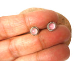 Round Pink Rose QUARTZ Sterling Silver Stud Earrings 925 - 5 mm