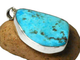 Large Blue Tibetan TURQUOISE Sterling Silver 925 Gemstone Pendant