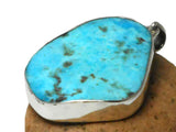 Large Blue Tibetan TURQUOISE Sterling Silver 925 Gemstone Pendant