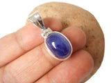 Blue Oval SAPPHIRE Sterling Silver 925 Pendant