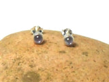 Purple AMETHYST Round Sterling Silver Stud Earrings 925 - 4 mm