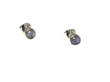 Purple AMETHYST Round Sterling Silver Stud Earrings 925 - 4 mm