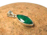 Green Marquise shaped EMERALD Sterling Silver 925 Gemstone Pendant