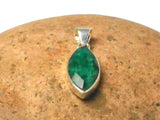 Green Marquise shaped EMERALD Sterling Silver 925 Gemstone Pendant