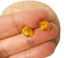 AMBER Sterling Silver Gemstone Oval Stud Earrings 925  - 7 x 9 mm