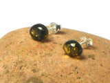 Green AMBER Sterling Silver Gemstone Oval Stud Earrings 925  - 7 x 9 mm