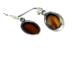 TIGER'S EYE Sterling Silver 925 Gemstone Oval Earrings - (TEE0806171)