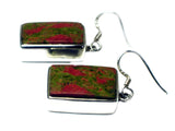 Chunky Rectangular UNAKITE Sterling Silver 925 Gemstone Earrings - (UNE0806171)